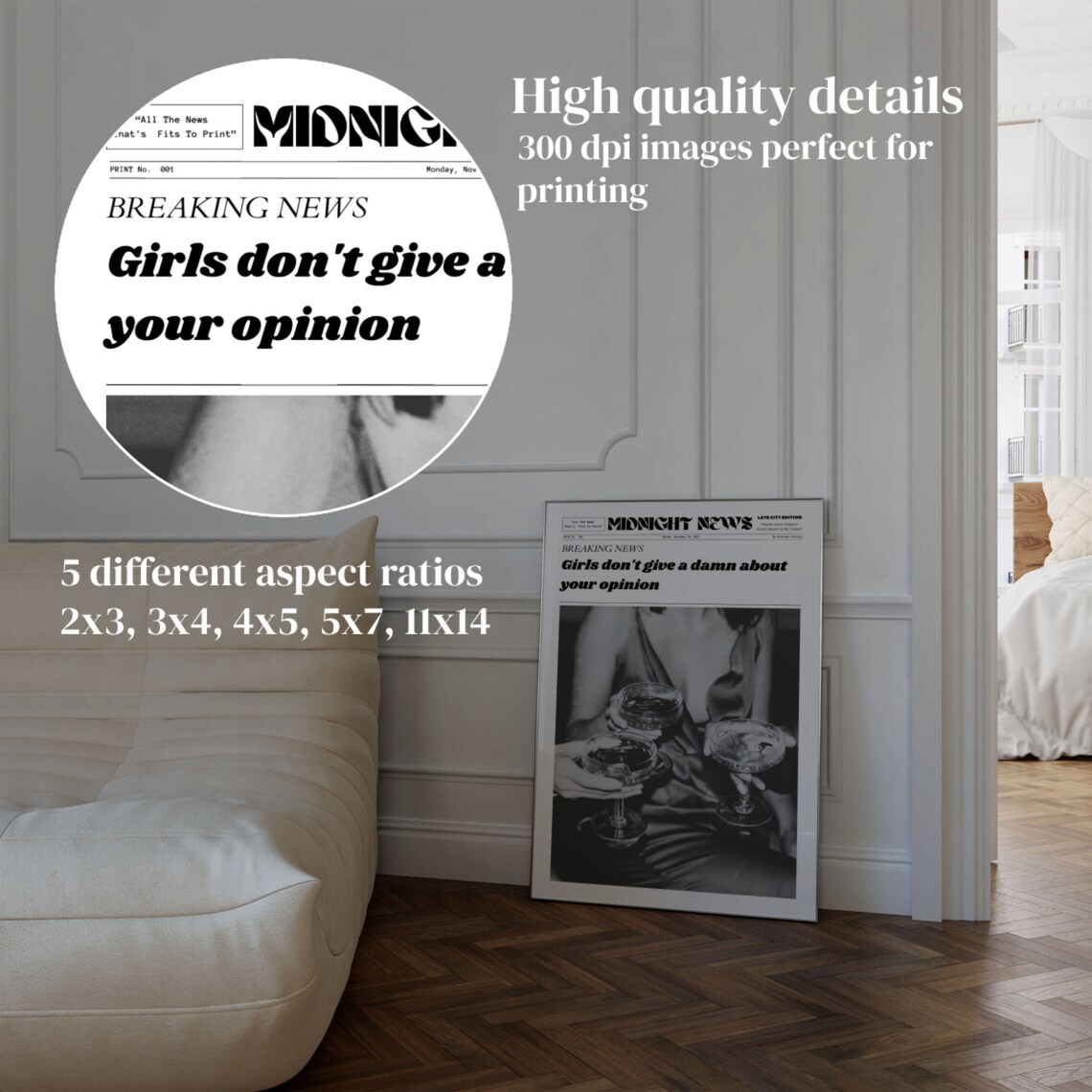 Girls Don't Give A Damn About Your Opinion Midnight News Poster - Image 3