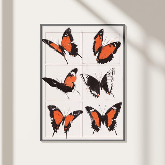 Vintage Butterfly Print Insect Wall Art Botanical Illustration Nature Poster Entomology Decor Scientific Drawing Rustic Home Decor