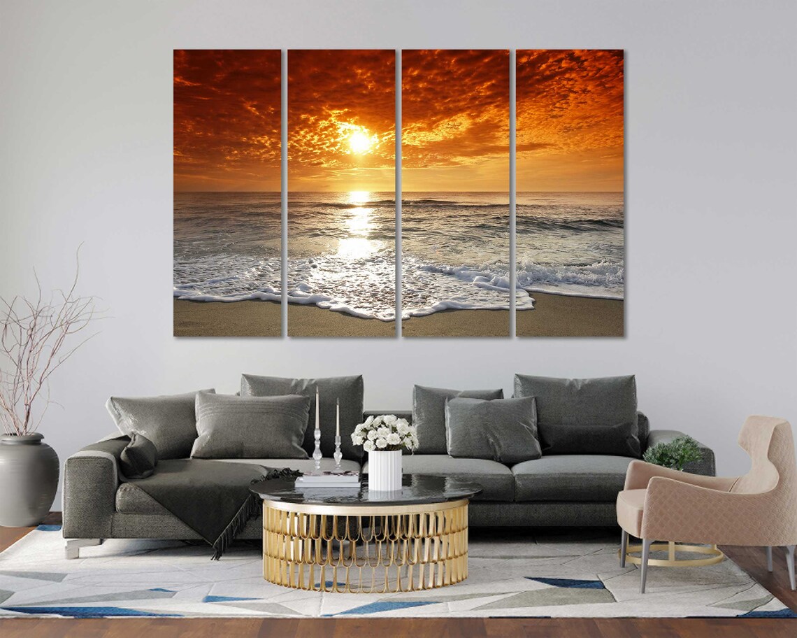 Beach At Sunset, Modern Travel Poster Art Print - Image 2