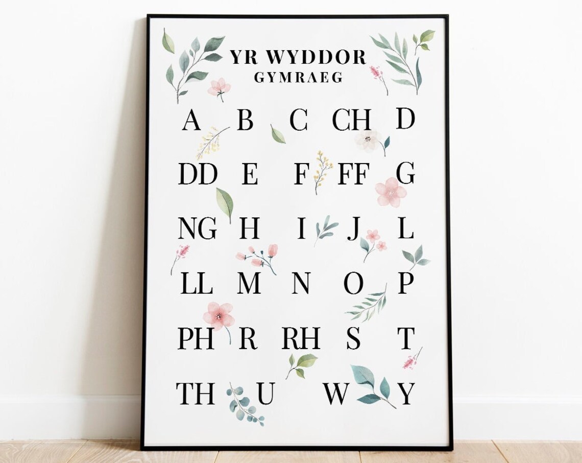 Welsh Alphabet Botanical Poster, Floral Wall Art