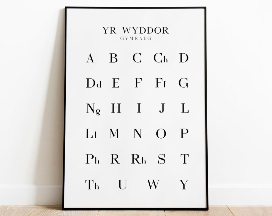 Welsh Alphabet Chart Art Print, Yr Wyddor Cymraeg