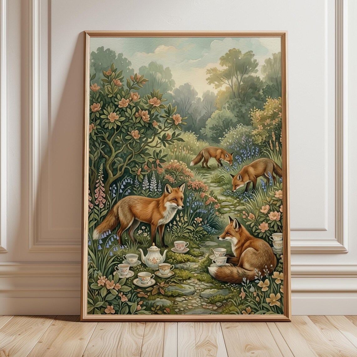 Whimsical Fox Tea Party in a Woodland Garden Storybook Poster