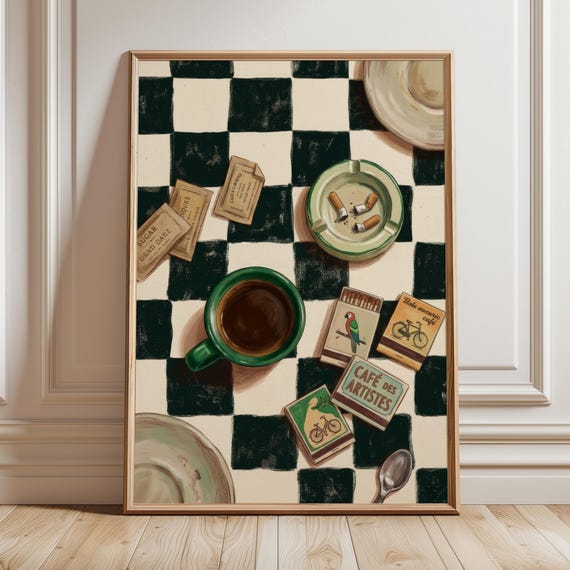 Maximalist Espresso And Matchbook Still Life Art Print