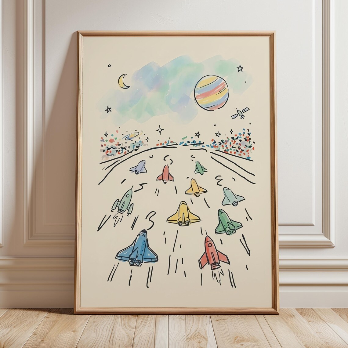 Outer Space Nursery Wall Art, Minimalist Poster