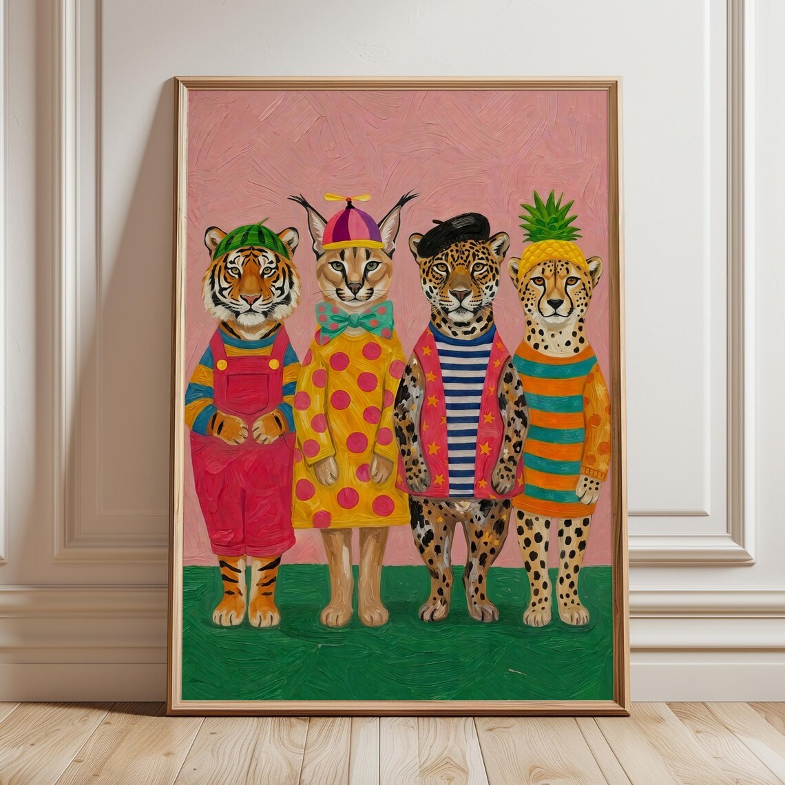 Funny Big Cats Maximalist Safari Animal Poster