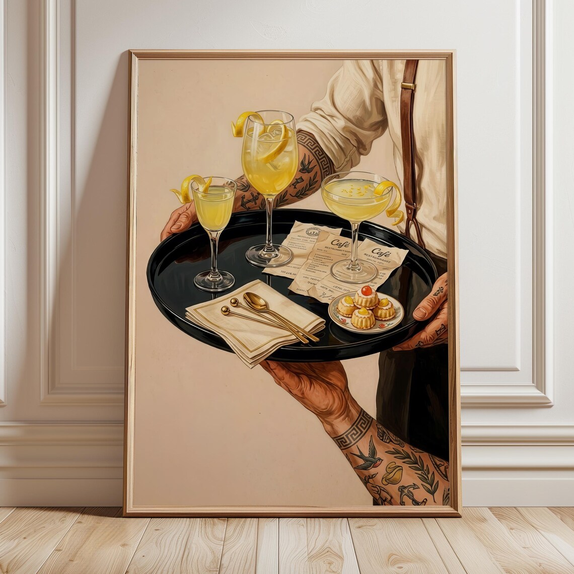 Limoncello Italian Cocktail Tray Lemon Bar Moody Kitchen Poster
