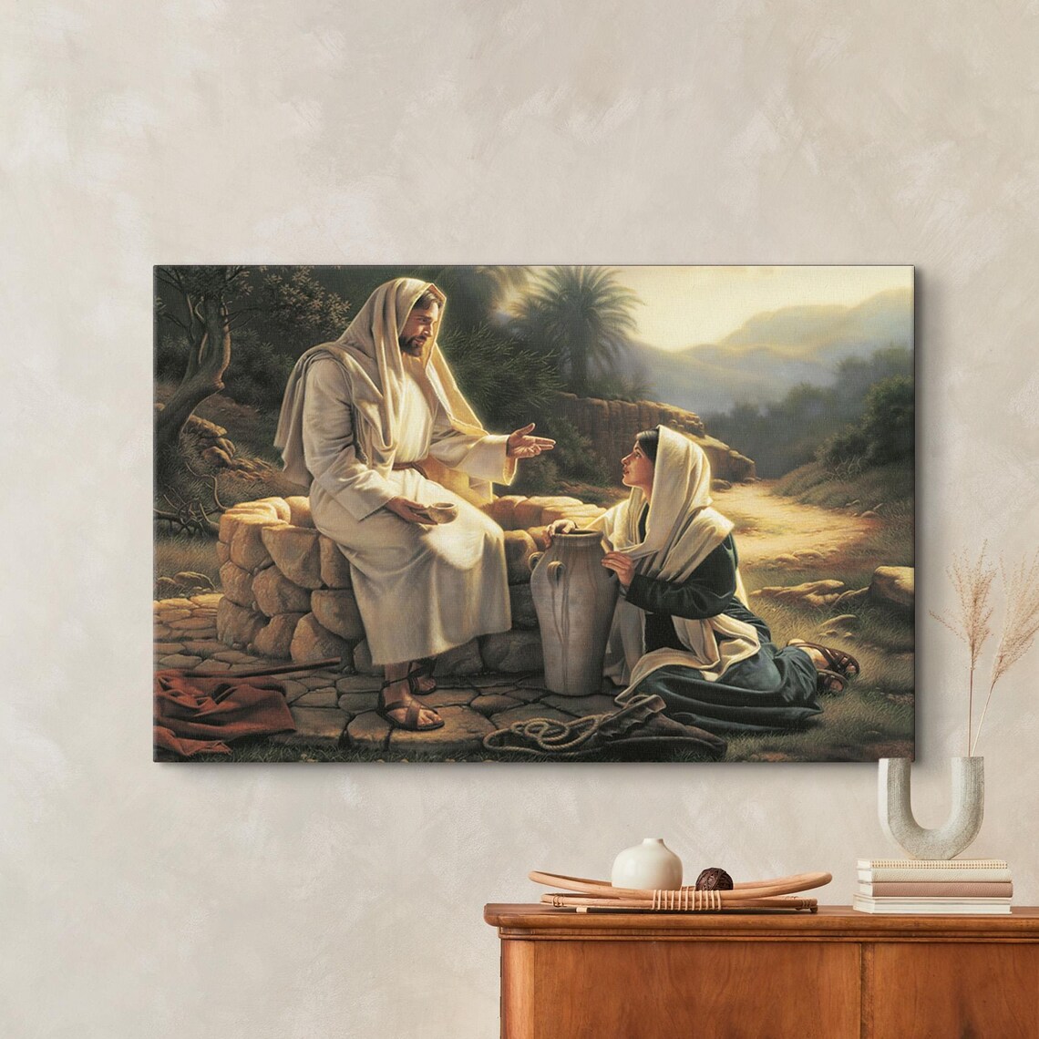 Jesus And The Samaritan Woman At The Well Christian Art Poster