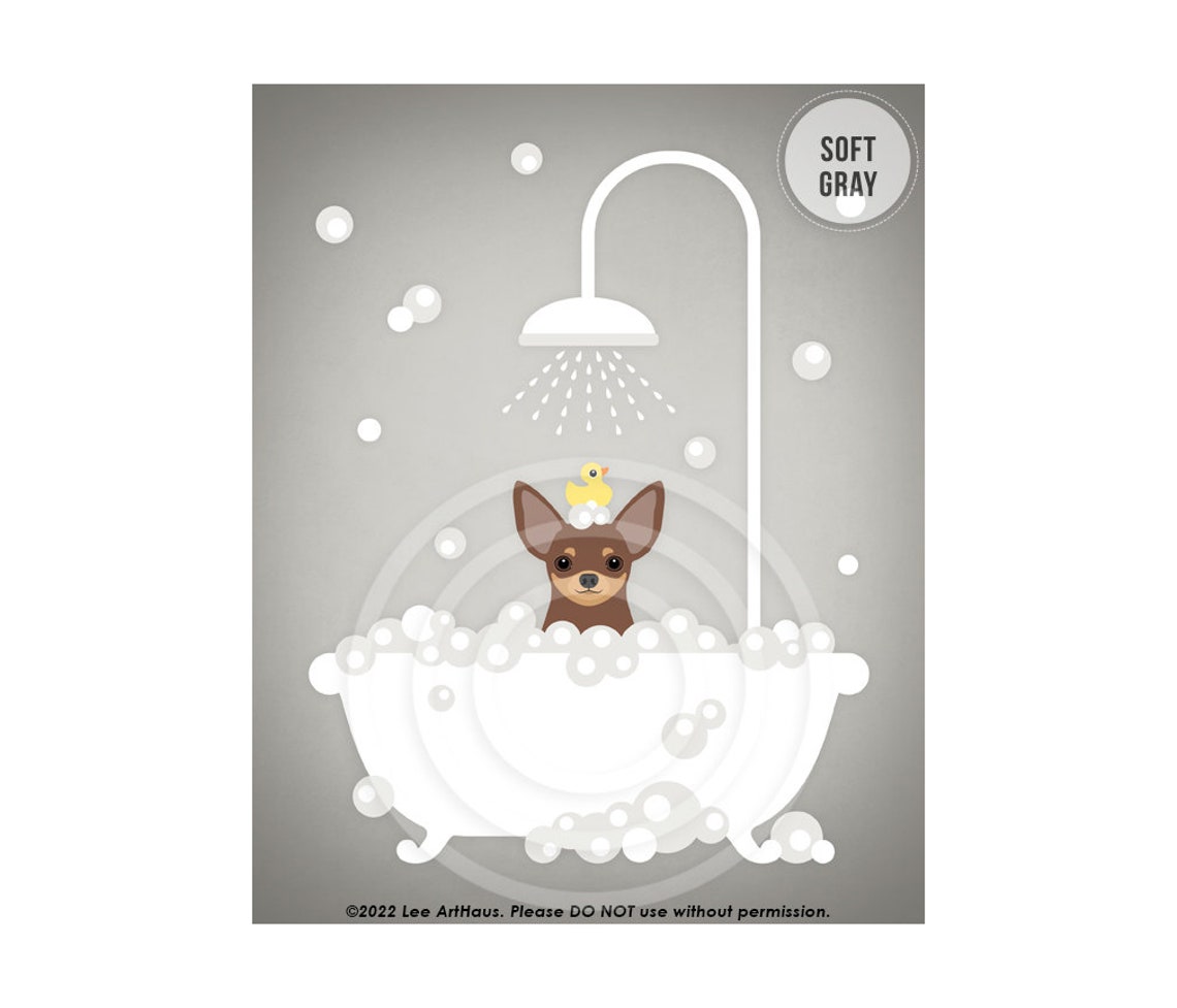 228dp Dog Decor Chocolate And Tan Chihuahua In Bathtub Wall Art Chihuahua Gifts Chihuahua Art Dog Decor Animals In Bathtub Prints - Image 3