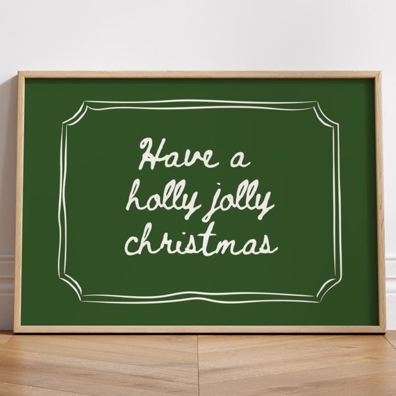 Merry Christmas Minimalist Green Quote Art Print