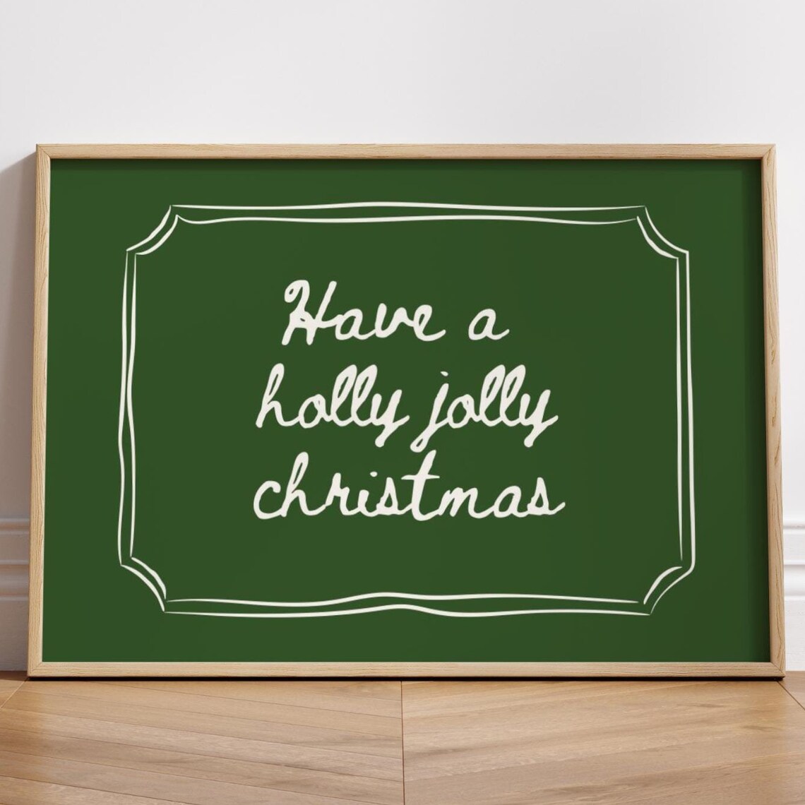 Merry Christmas Minimalist Green Quote Art Print