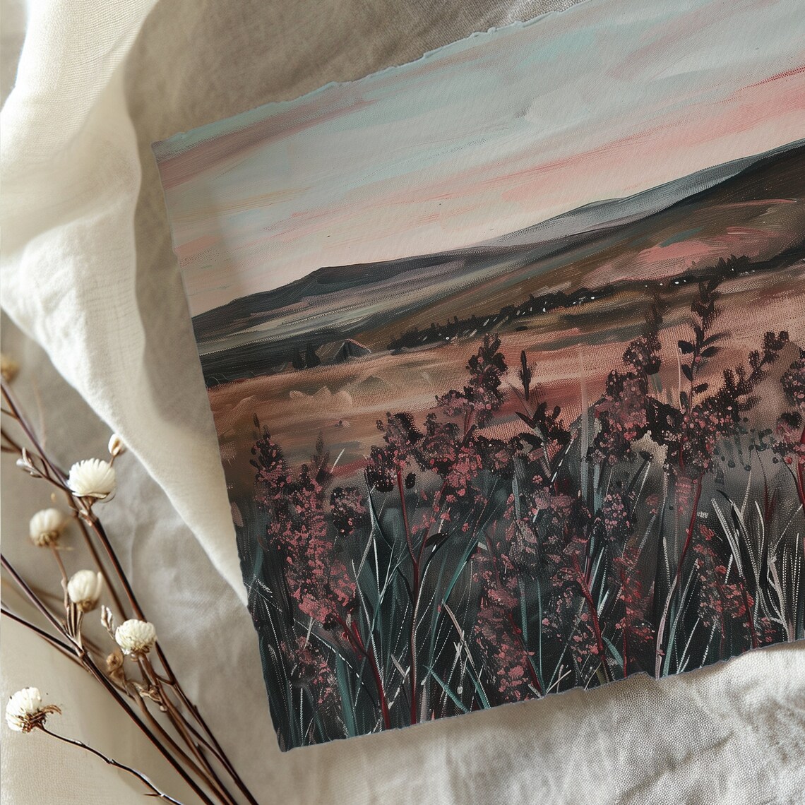 Moody Wildflower Landscape Vintage Farmhouse Print - Image 3