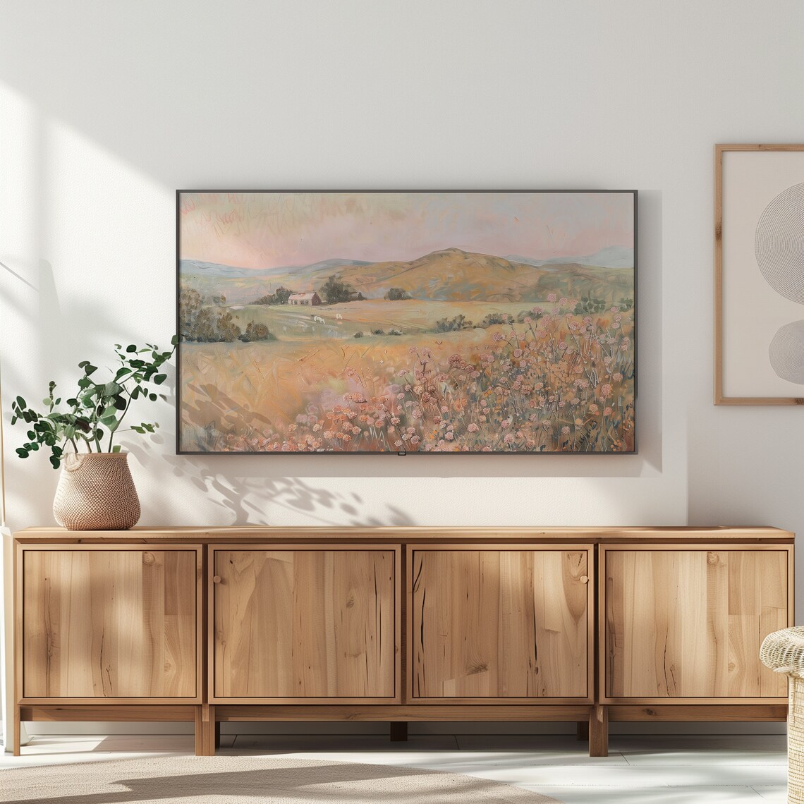 Farmhouse Countryside Art Print, Pastel Landscape - Image 2