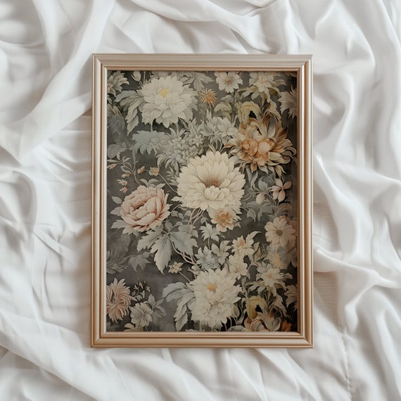 Floral Tapestry Print, Vintage Light Academia Decor
