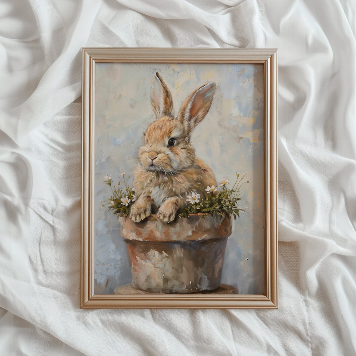 Easter Rabbit in a Flower Pot Art Print