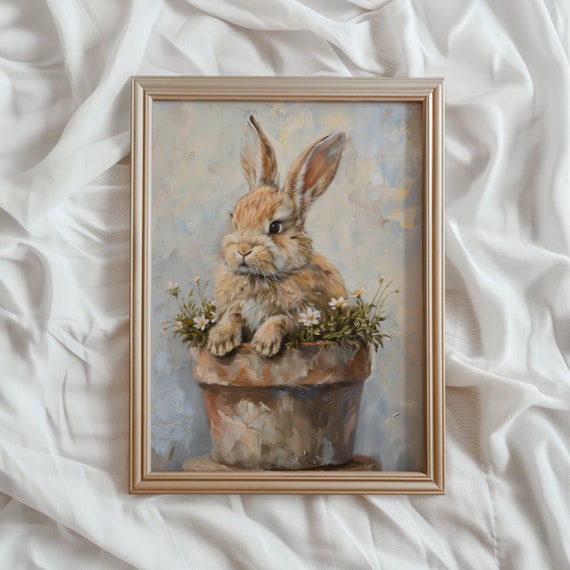 Easter Rabbit in a Flower Pot Art Print