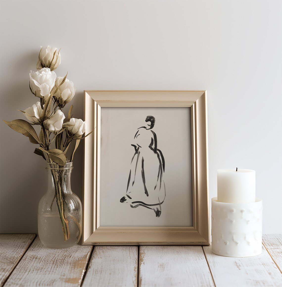 Woman Sketch, Neutral Minimalist Modern Farmhouse Decor - Image 3