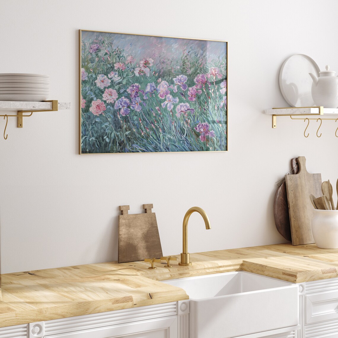 Impressionist Pink Iris Flower Garden Vintage Style Painting Poster - Image 5