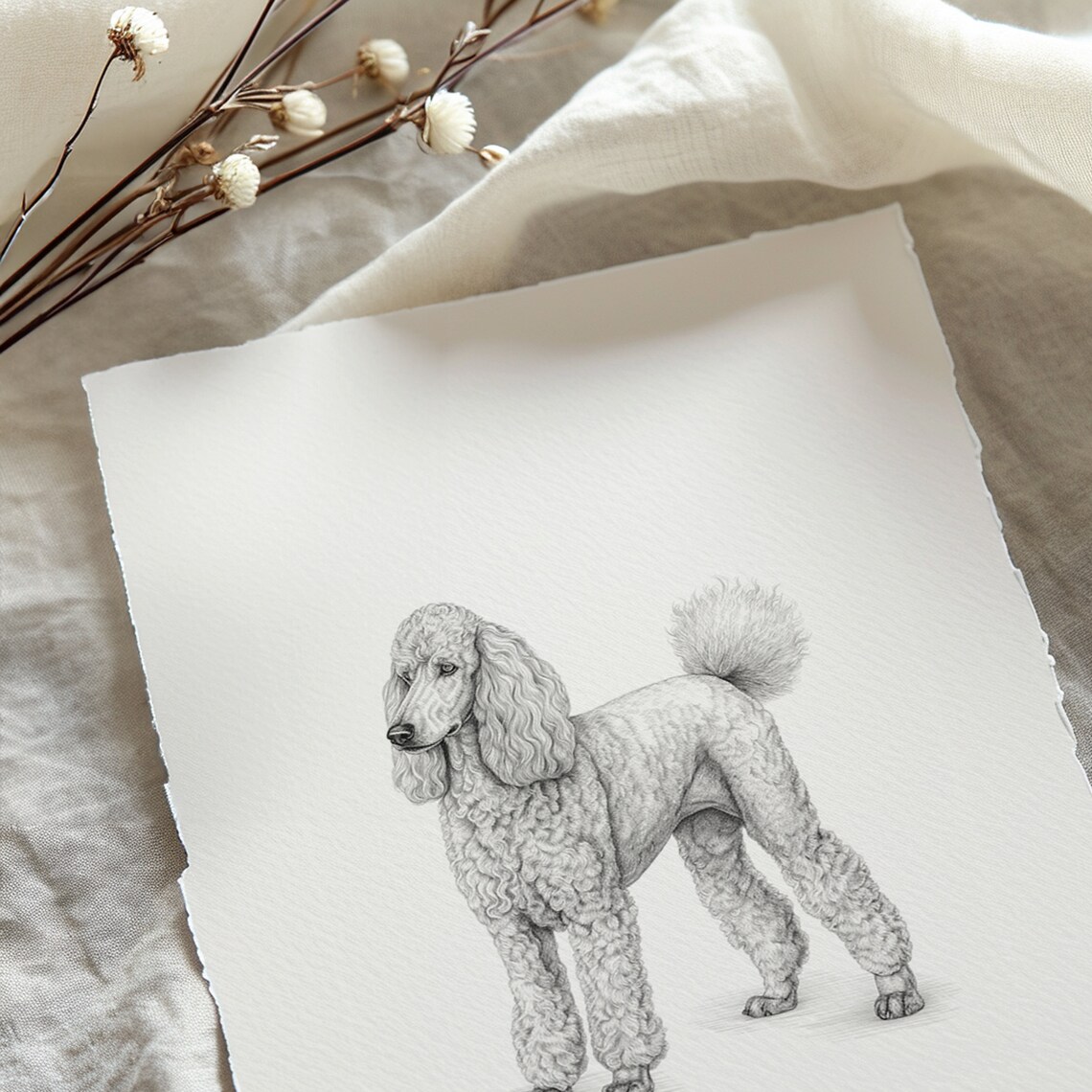 Poodle Dog Sketch Art Print, Dog Wall Decor - Image 4