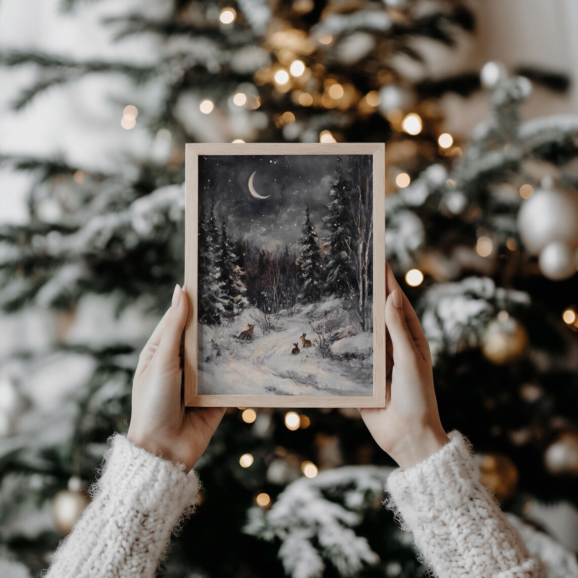 Winter Wildlife Print, Snowy Forest Art Print