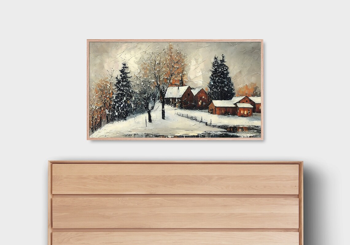 Seasonal Village Autumn Landscape Travel Poster