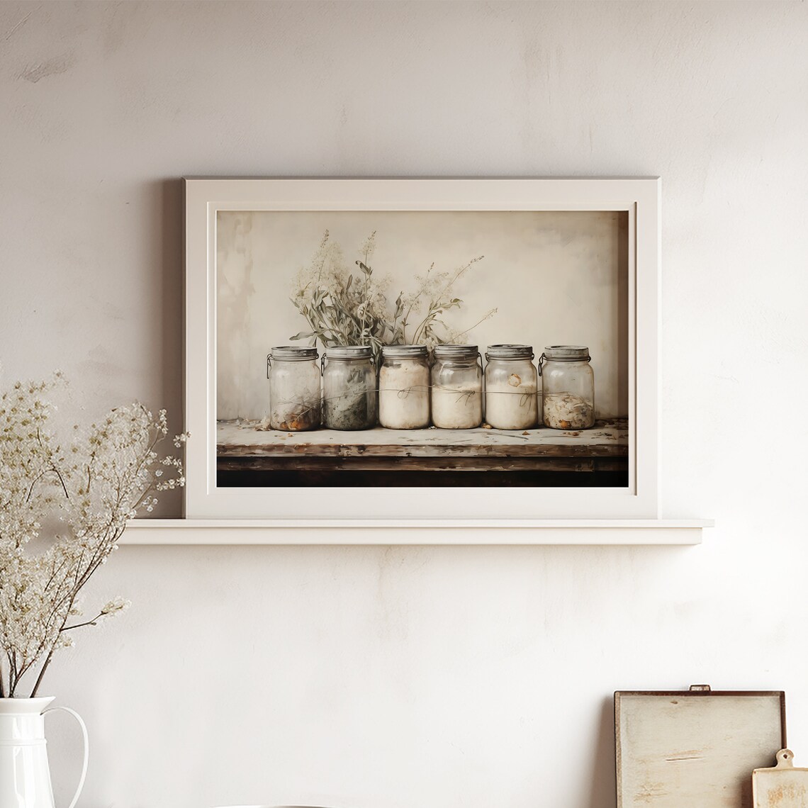 Country Kitchen Farmhouse Mason Jar Spices Art Print - Image 2