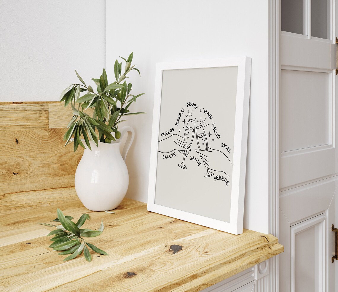 Cheers in Different Languages Bar Cart Art Print - Image 2