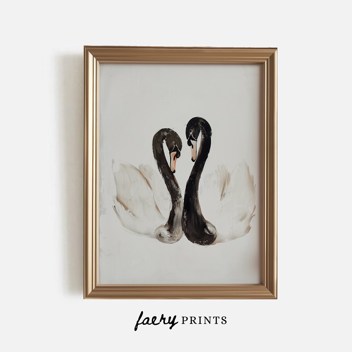 Swan Wall Art Print, Vintage Neutral Farmhouse
