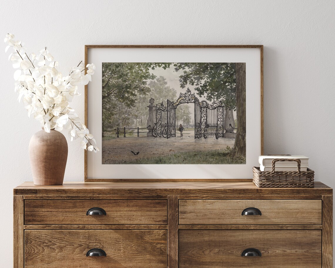 French Country Garden Gate Vintage Art Print - Image 4