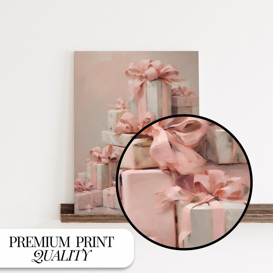 Pink Presents Christmas Art Print, Pastel Holiday Decor - Image 2
