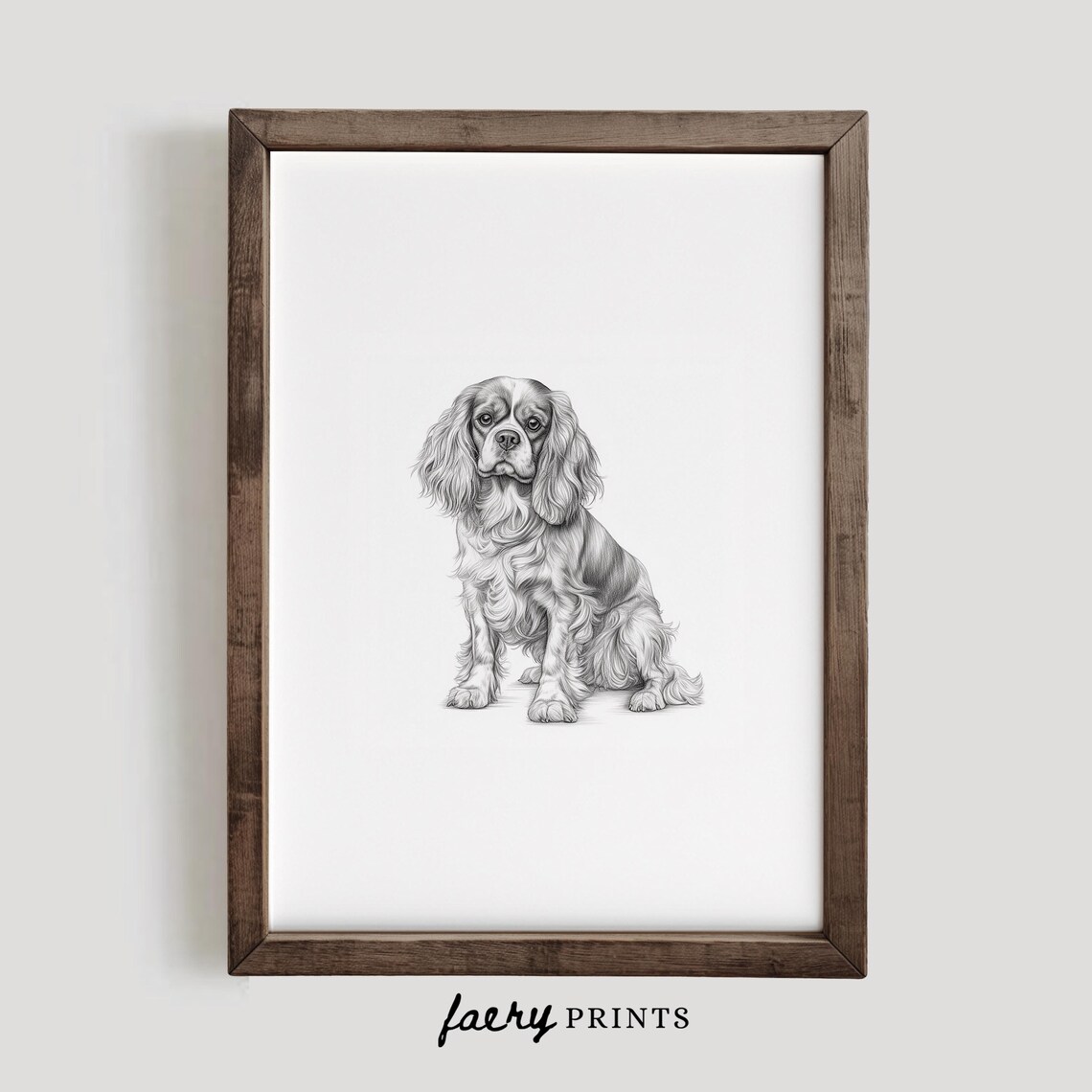 Cavalier King Charles Spaniel Dog Sketch Art Print - Image 2