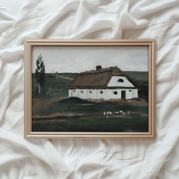 Rustic Barn Print Wall Art Countryside Painting Artwork Vintage White Farmhouse Print 527
