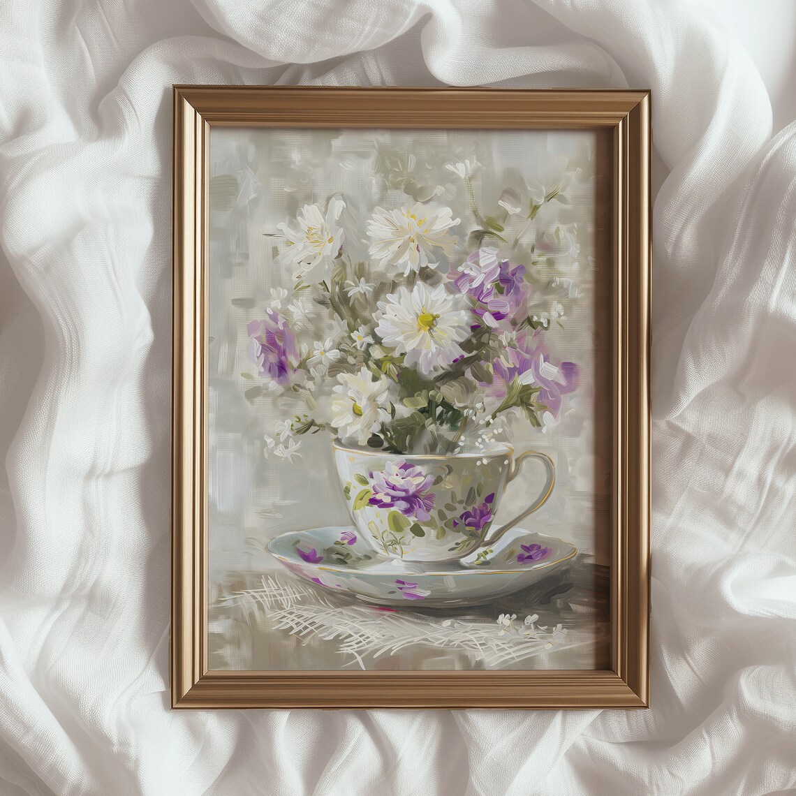 Flowers In A Teacup Cottagecore Botanical Art Print