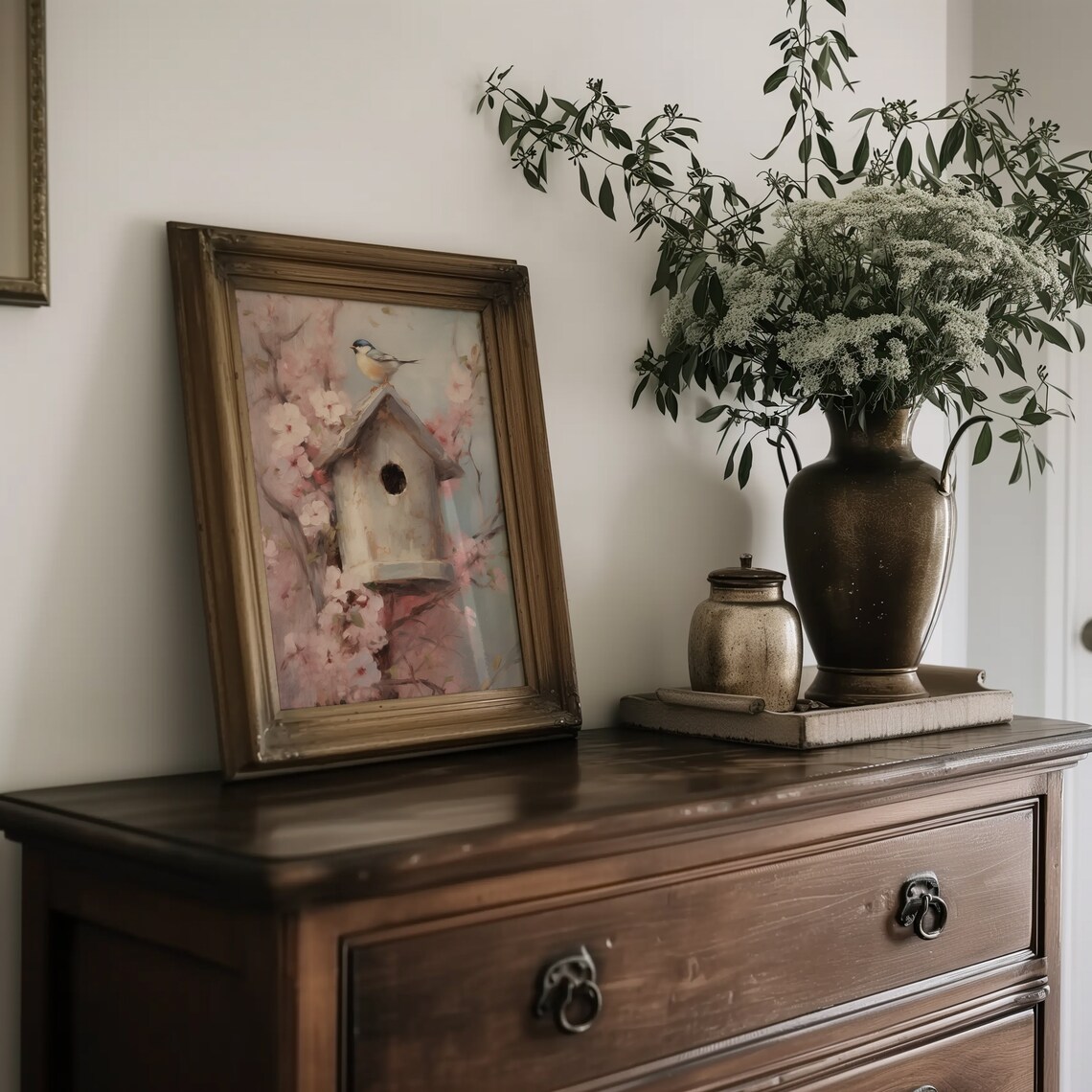 Spring Birdhouse Vintage Cherry Blossom Art Print - Image 3