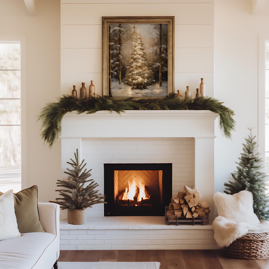 Winter Tree Vintage Wall Art, Snowy Forest Print - Image 4
