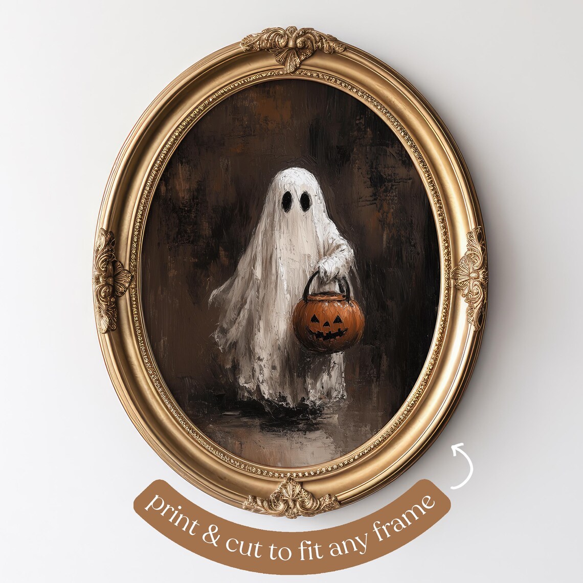 Halloween Ghost Print, Rustic Halloween Wall Art - Image 5