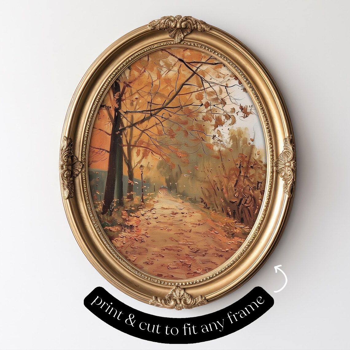 Autumn Leaves Fall Park Painting, Farmhouse Art Print - Image 4