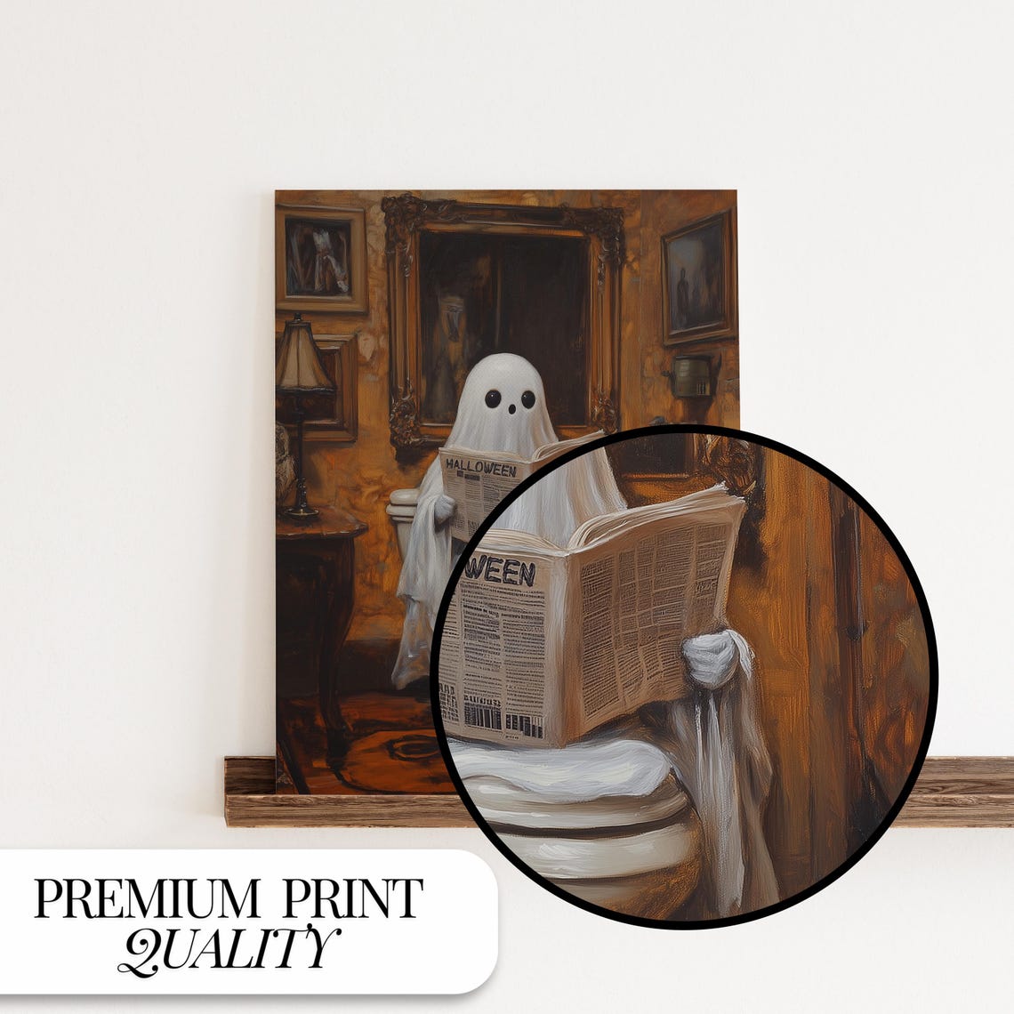 Ghost Bathroom Print Funny Halloween Decor Halloween Wall Art Cute Ghost Poster Ghost On Toilet 996 - Image 5
