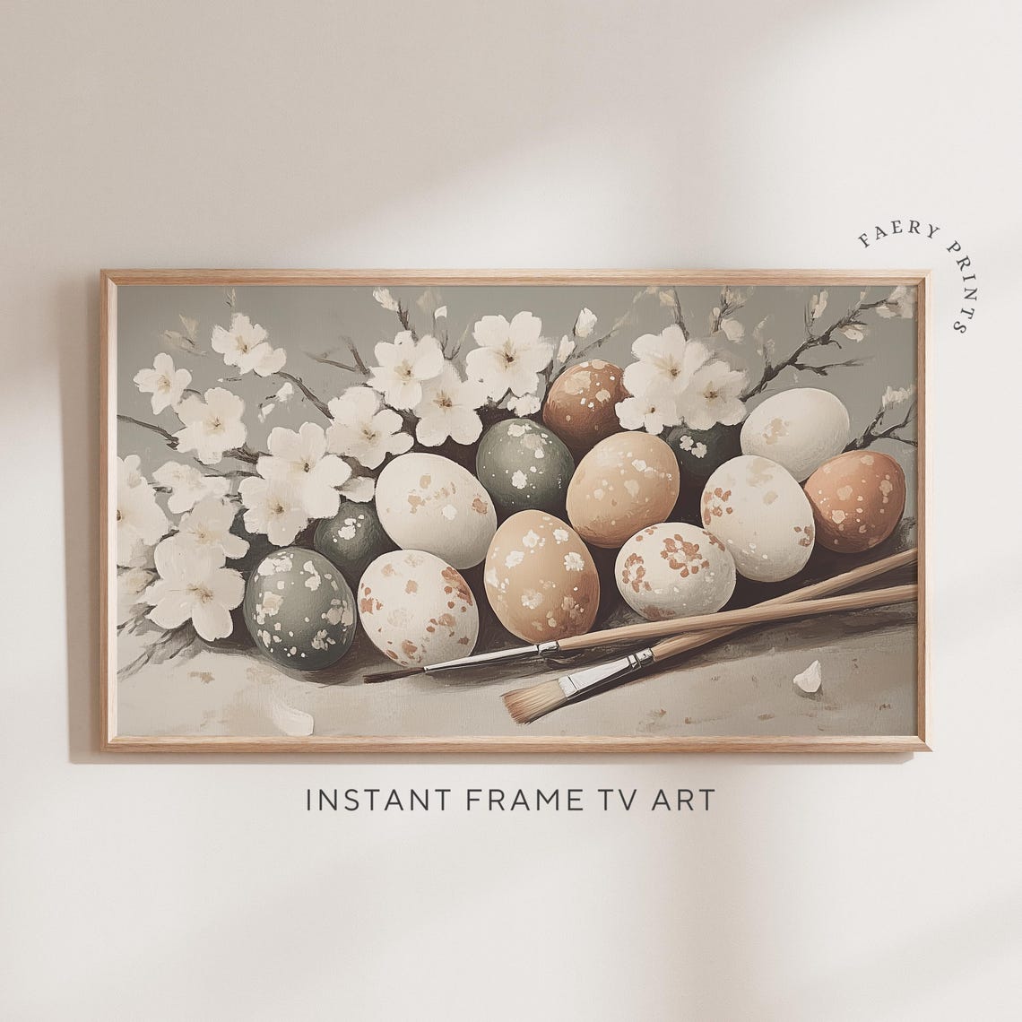 Painted Easter Eggs Blossom Still Life Spring Frame TV Art Poster