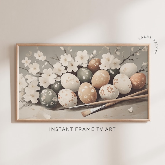 Painted Easter Eggs Blossom Still Life Spring Frame TV Art Poster