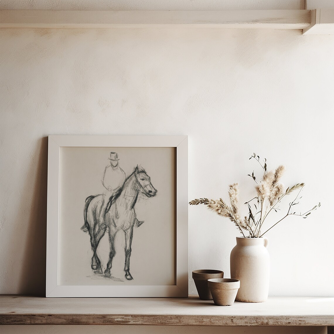 Horse Riding Print, Modern Farmhouse Vintage Drawing - Image 3