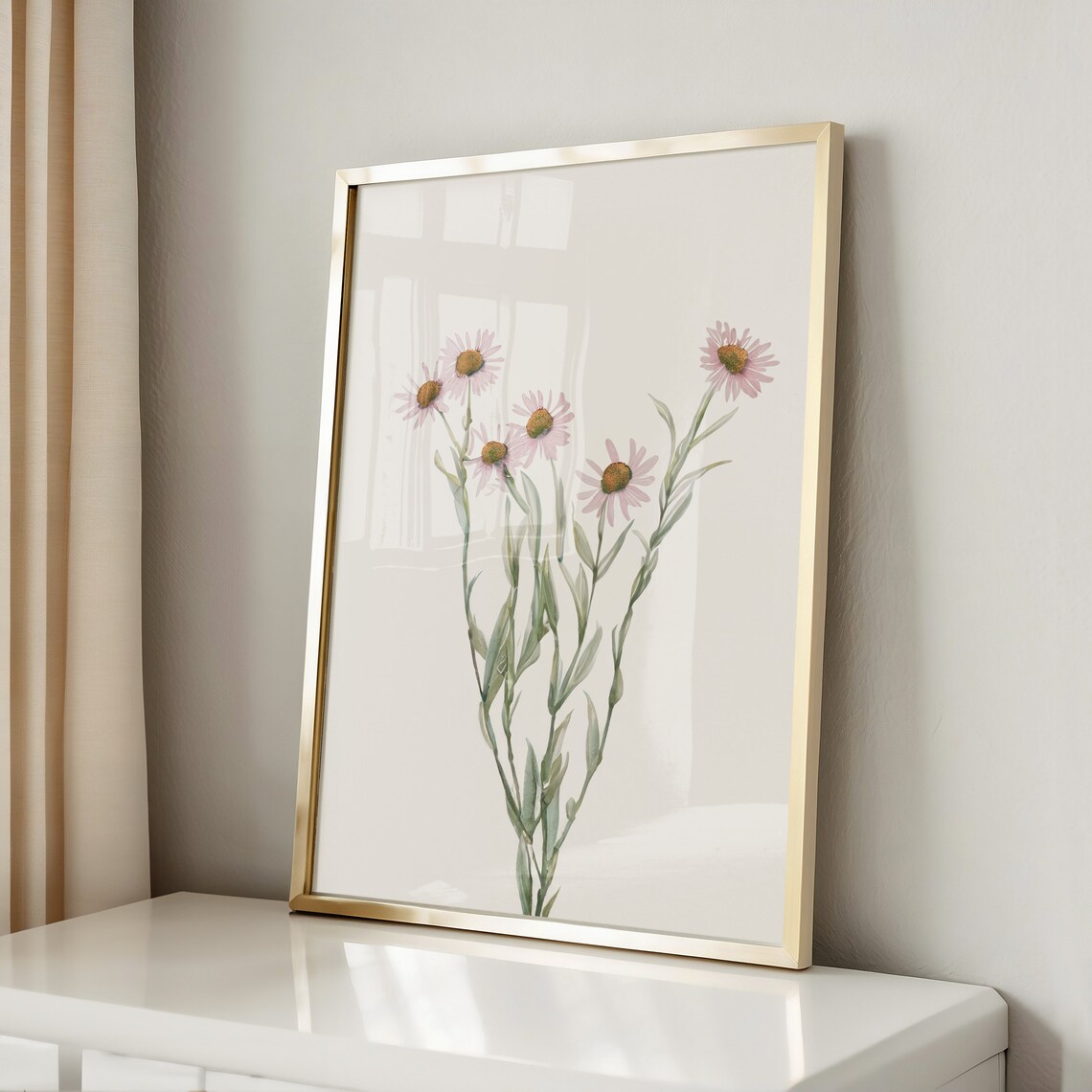Soft Pink Minimalist Wildflowers, Farmhouse Floral Print - Image 4