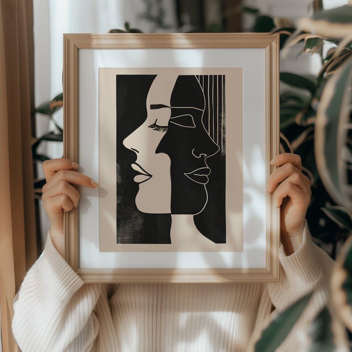 Mid-Century Abstract Woman Profile Line Art Print - Image 3