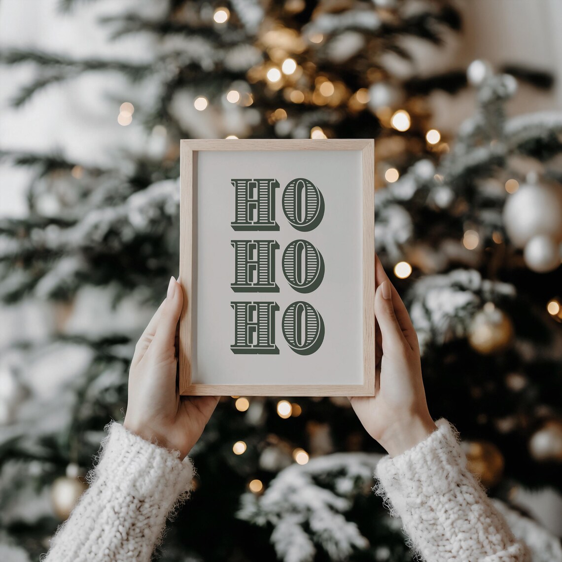 Ho Ho Ho Retro Christmas Typography Art Print - Image 3