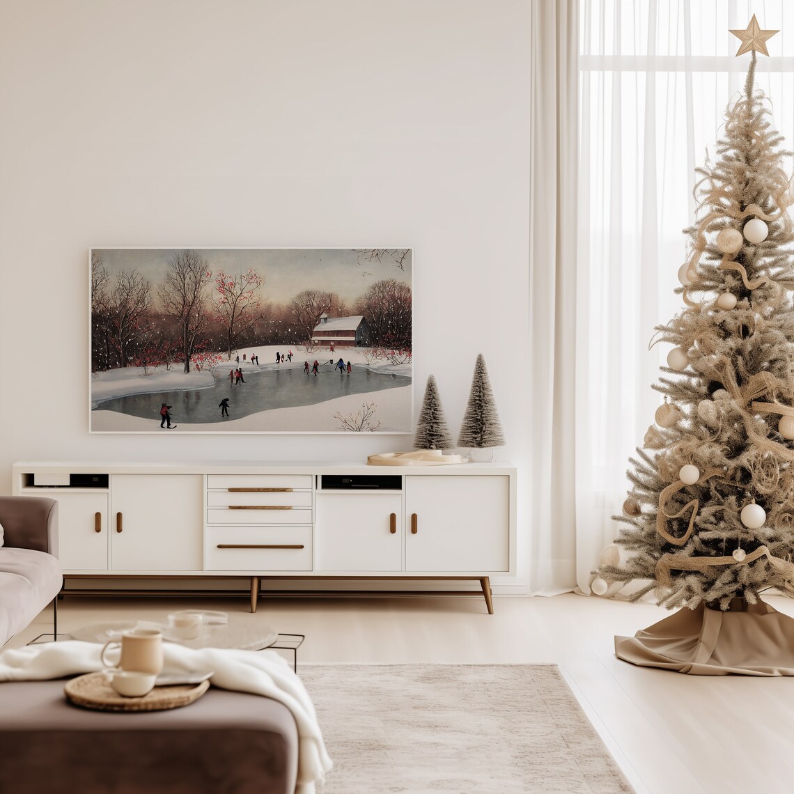Winter Ice Skating Landscape, Seasonal TV Art - Image 2