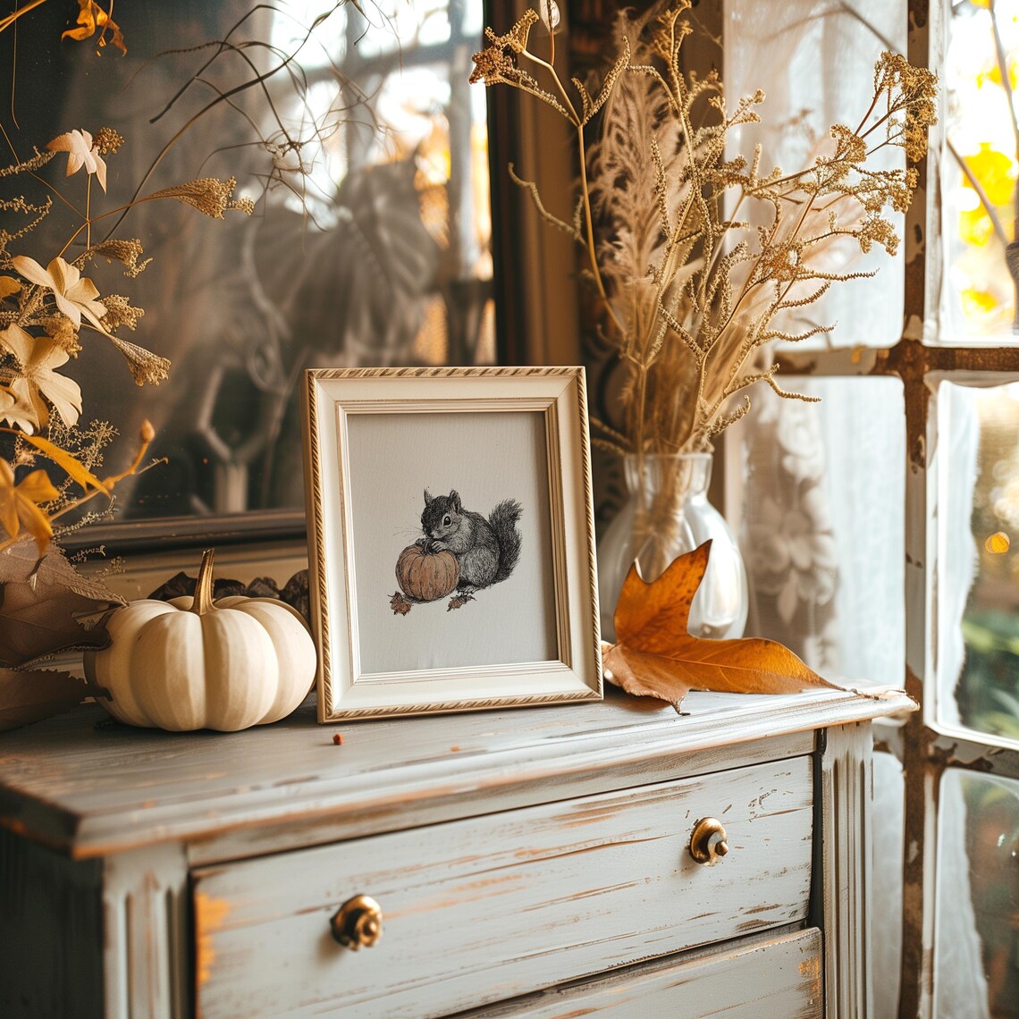 Squirrel Pumpkin Illustration, Cute Halloween Decor - Image 2