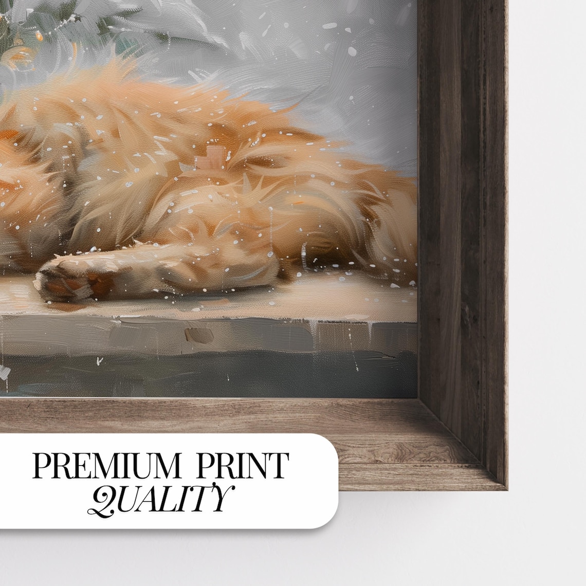 Sleeping Cat Christmas Art Print, Farmhouse Holiday - Image 2