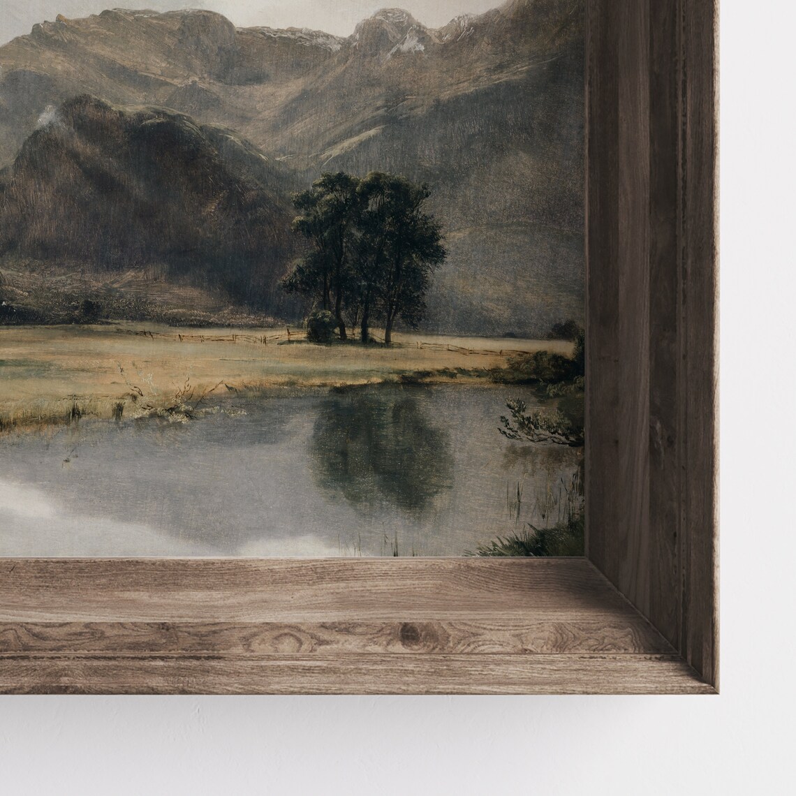 River Landscape Vintage Art Print, Rustic Mountains - Image 2