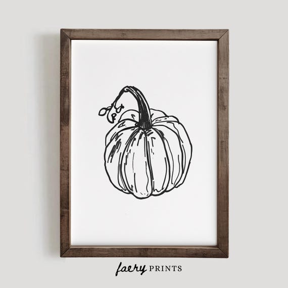 Pumpkin Line Art Print Halloween Wall Art Cute Pumpkin Decor Line Art Drawing Minimalistic Fall 1026
