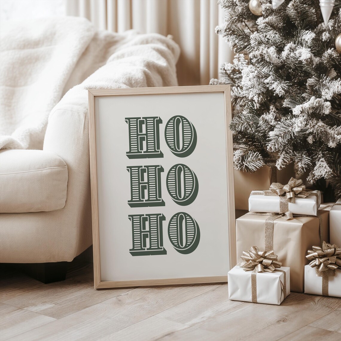 Ho Ho Ho Retro Christmas Typography Art Print - Image 5
