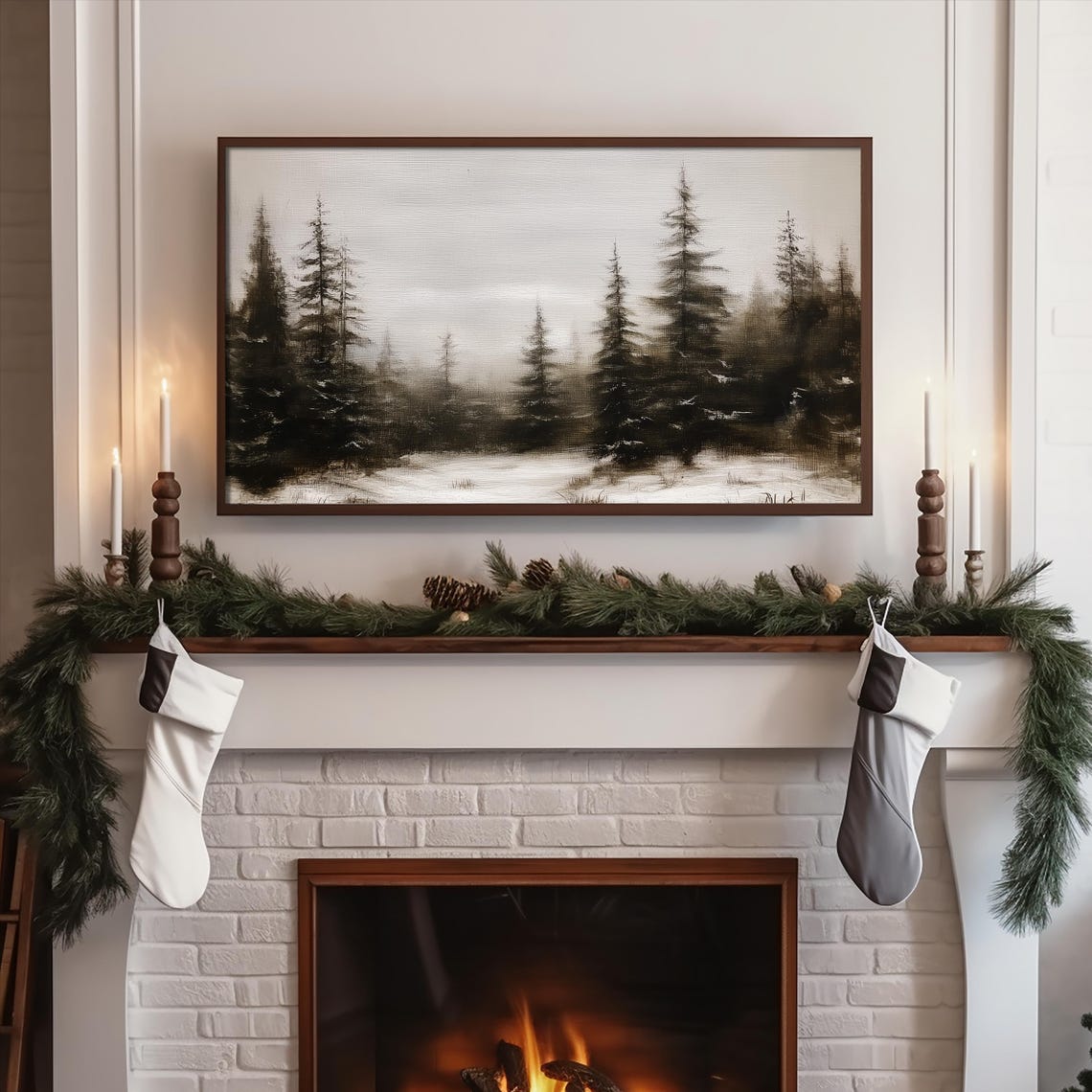 Misty Pine Forest Winter Landscape Samsung Frame TV Display Art Poster - Image 5